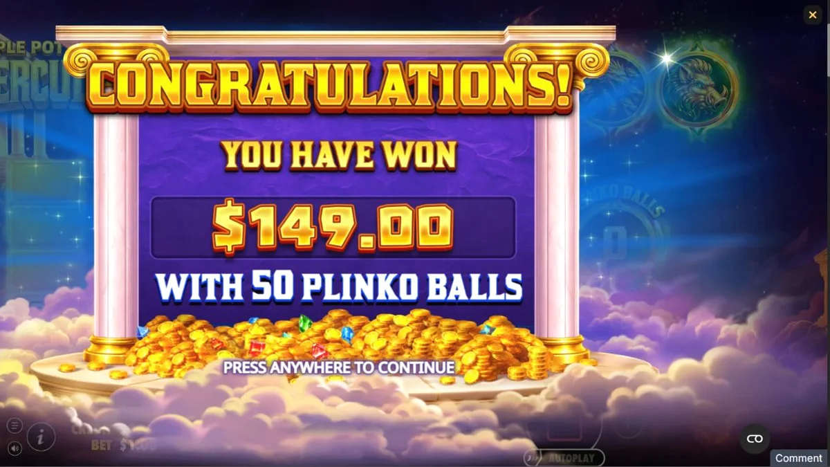 Tampilan visual slot Triple Pot Plinko – Hercules dengan latar belakang Gunung Olympus yang dramatis.