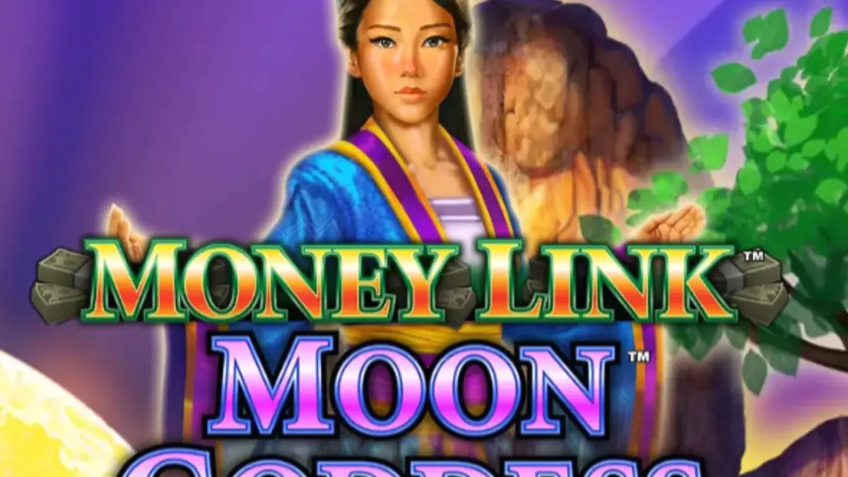 Tampilan visual slot Money Link Moon Goddess dengan tema taman malam dan simbol dewi bulan.